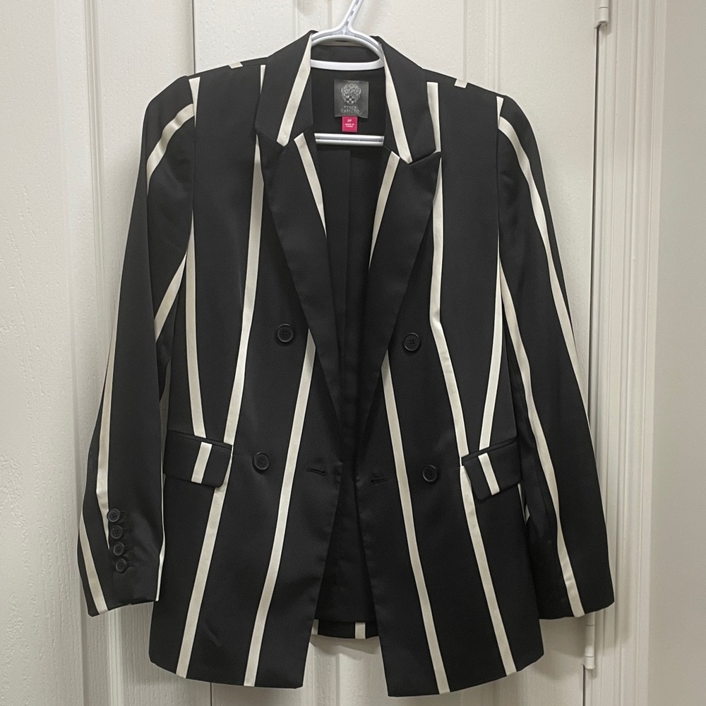 Vince Camuto Black and Chanpagne Striped Women's Blazer